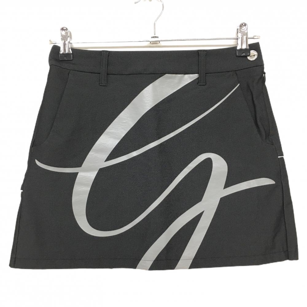【超美品】デサントゴルフ スカート ダークグレー ビッグロゴ 中田英寿 レディース 61/S ゴルフウェア 2023年モデル DESCENTE