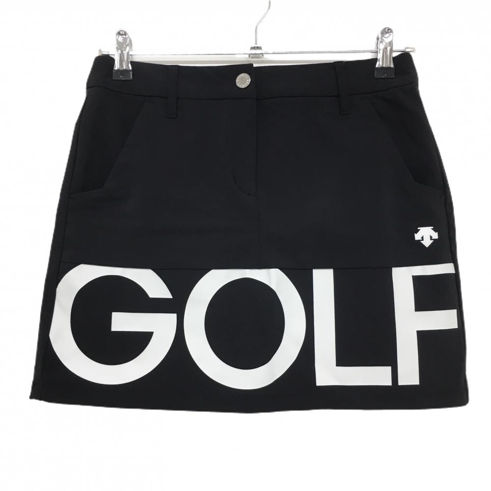 【超美品】デサントゴルフ スカート 黒×ライトグレー 裏微起毛 ストレッチ 中田英寿 レディース 64/M ゴルフウェア DESCENTE