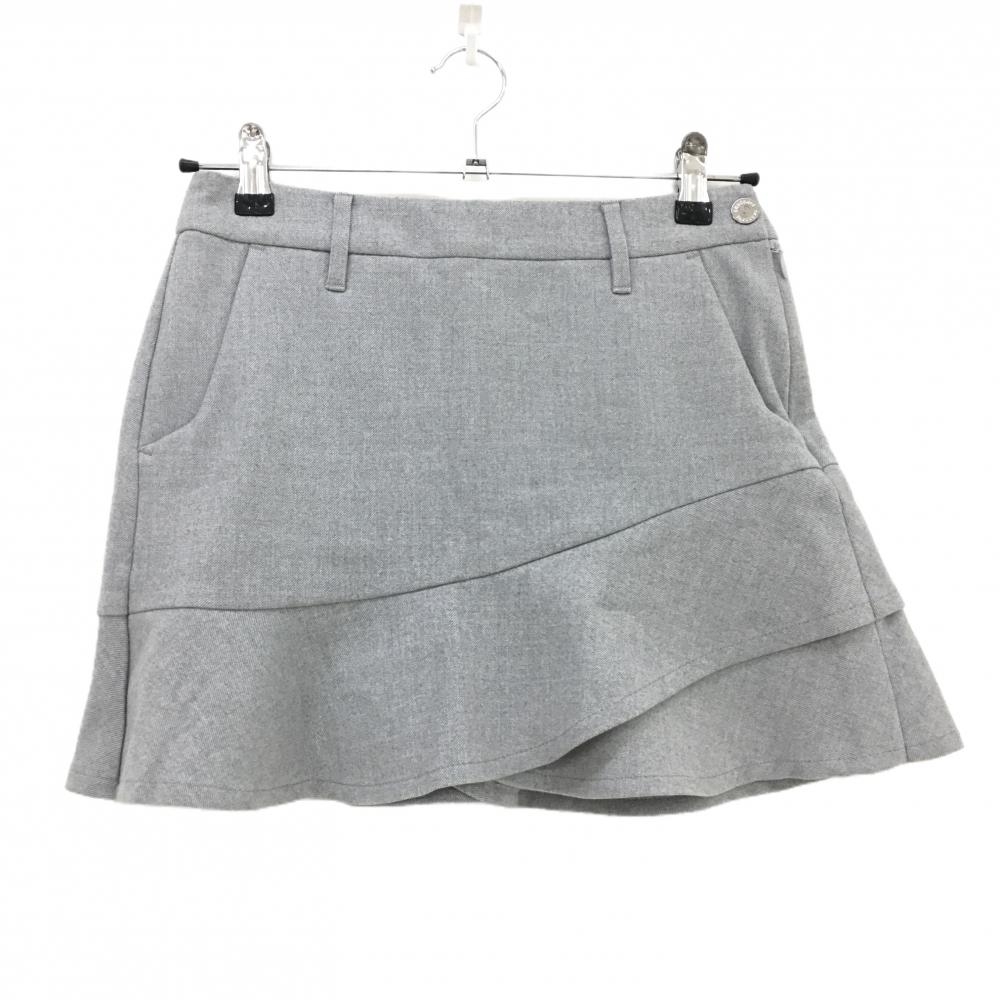 【超美品】デサントゴルフ スカート ライトグレー 微起毛 裾フレアー 中田英寿 レディース 61/S ゴルフウェア DESCENTE
