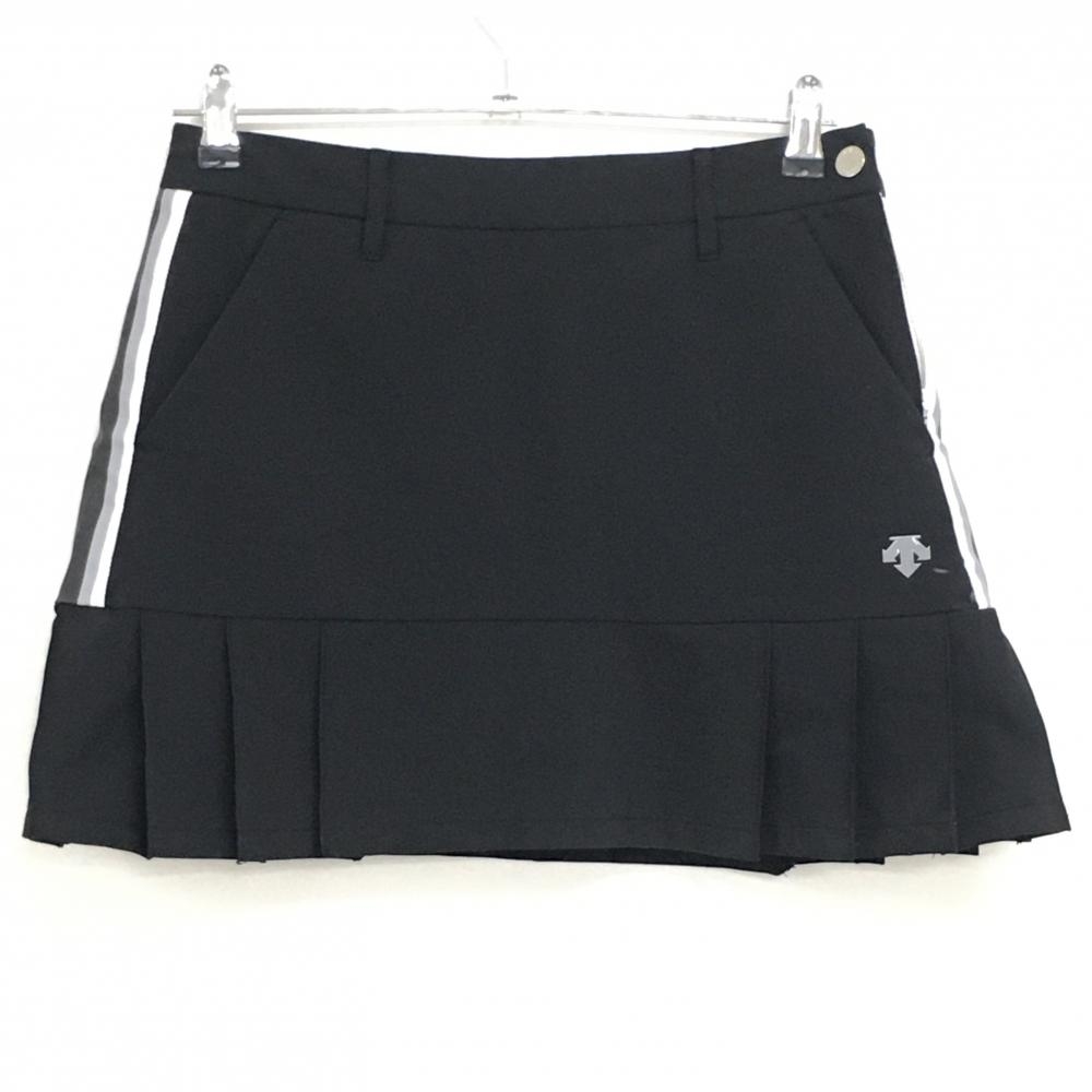 【美品】デサントゴルフ スカート 黒×グレー サイドライン 内側インナーパンツ  レディース 64/M  ゴルフウェア DESCENTE