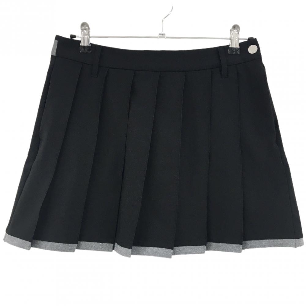 【美品】デサントゴルフ スカート 黒×グレー プリーツ ストレッチ 中田英寿  レディース 70/O ゴルフウェア DESCENTE