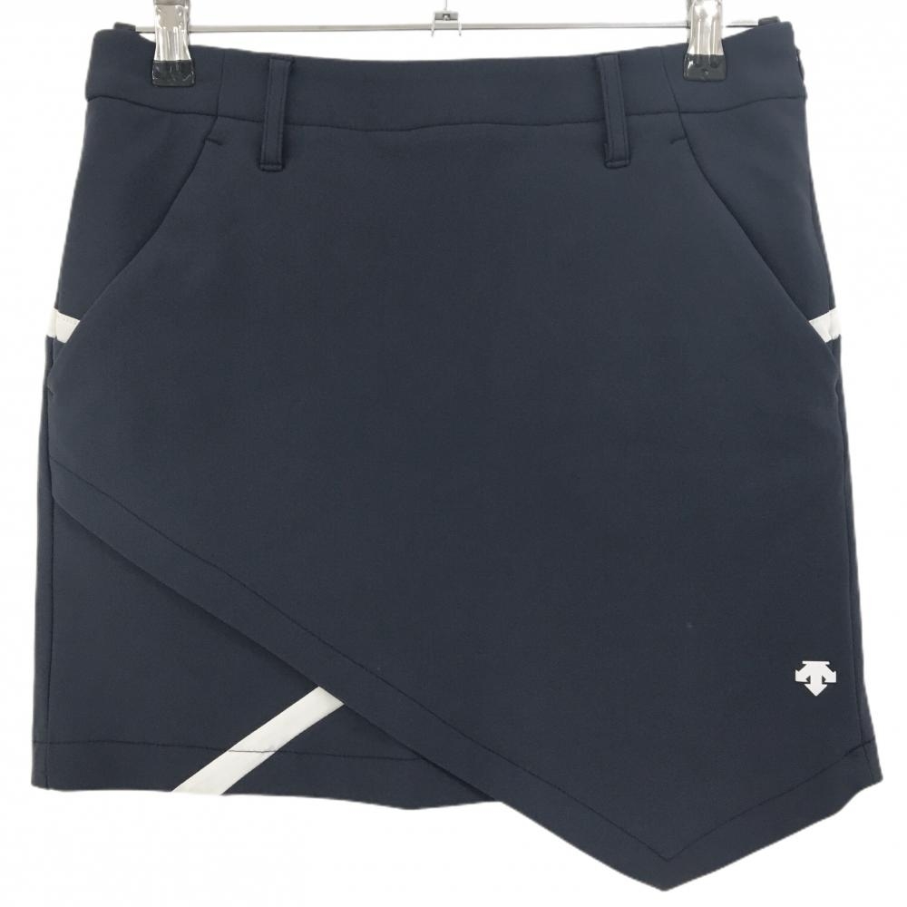 デサントゴルフ スカート ダークグレー×白 裾ロゴ 内側インナーパンツ 中田英寿 レディース 64/M ゴルフウェア DESCENTE