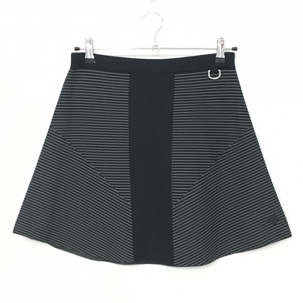 【新品】デサントゴルフ ニットスカート 黒×グレー 斜めボーダー 中田英寿 レディース S ゴルフウェア DESCENTE