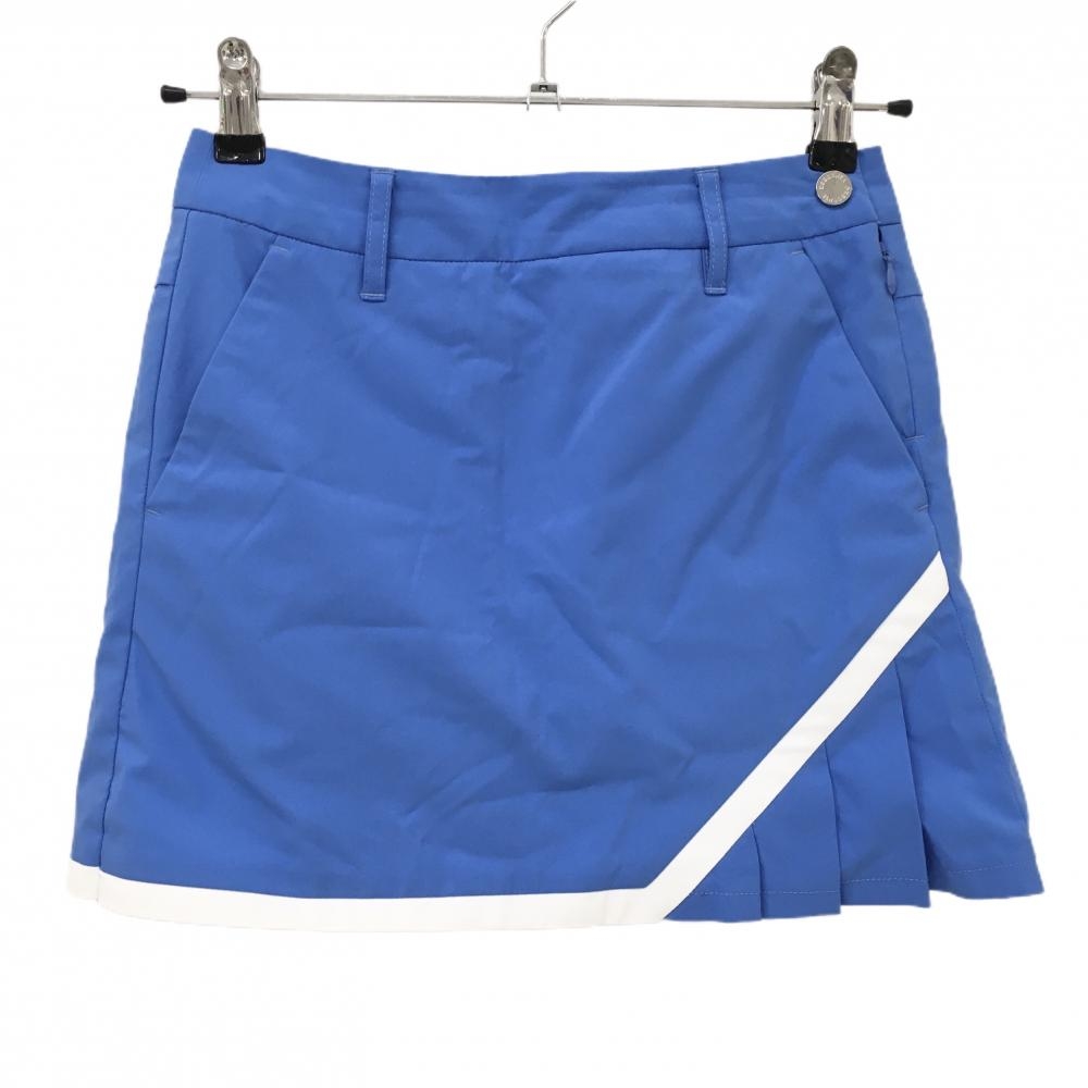【超美品】デサントゴルフ スカート ライトブルー×白 一部プリーツ 内側インナーパンツ 中田英寿 レディース 58/SS ゴルフウェア DESCENTE