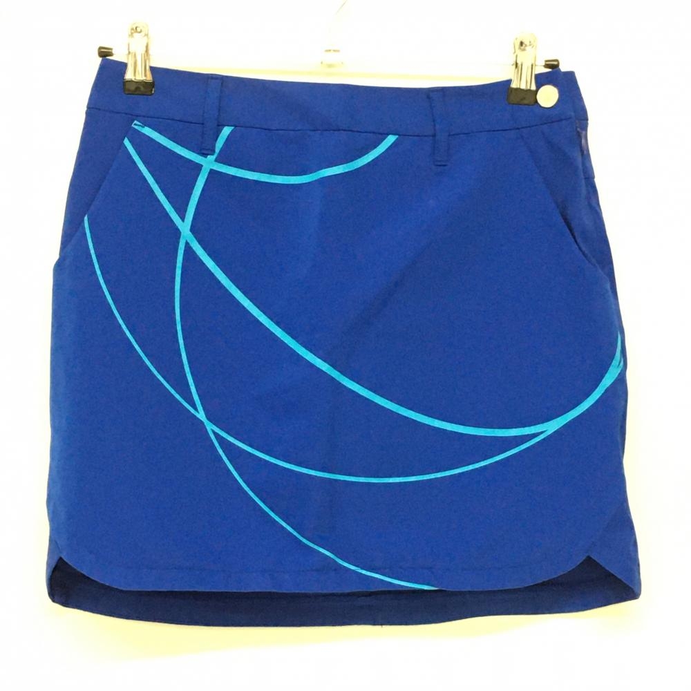 【超美品】デサントゴルフ ストレッチスカート ブルー×ライトブルー 中田英寿 プリント  レディース 64/M ゴルフウェア DESCENTE