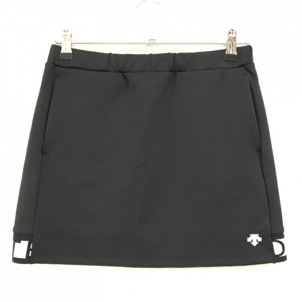 【美品】デサントゴルフ スカート 黒×白 裾ロゴ ウエストゴム 中田英寿  レディース L ゴルフウェア DESCENTE