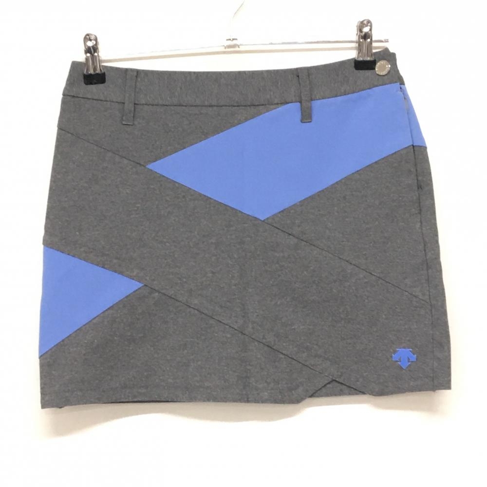 【超美品】デサントゴルフ ストレッチスカート グレー×ブルー 中田英寿 レディース 61/S ゴルフウェア DESCENTE