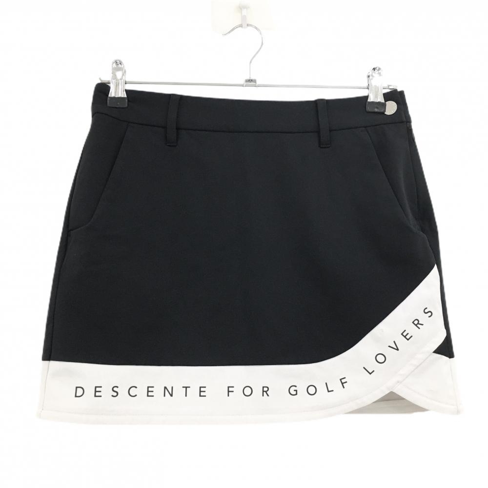 【美品】デサントゴルフ スカート ダークネイビー×白 バイカラー 内側インナーパンツ 中田英寿 レディース 64/M ゴルフウェア DESCENTE