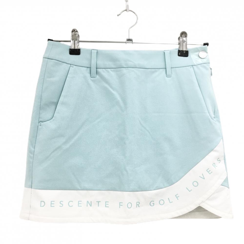 【新品】デサントゴルフ スカート ライトブルー×白 ストレッチ 内側インナーパンツ 中田英寿 レディース 61/S ゴルフウェア DESCENTE