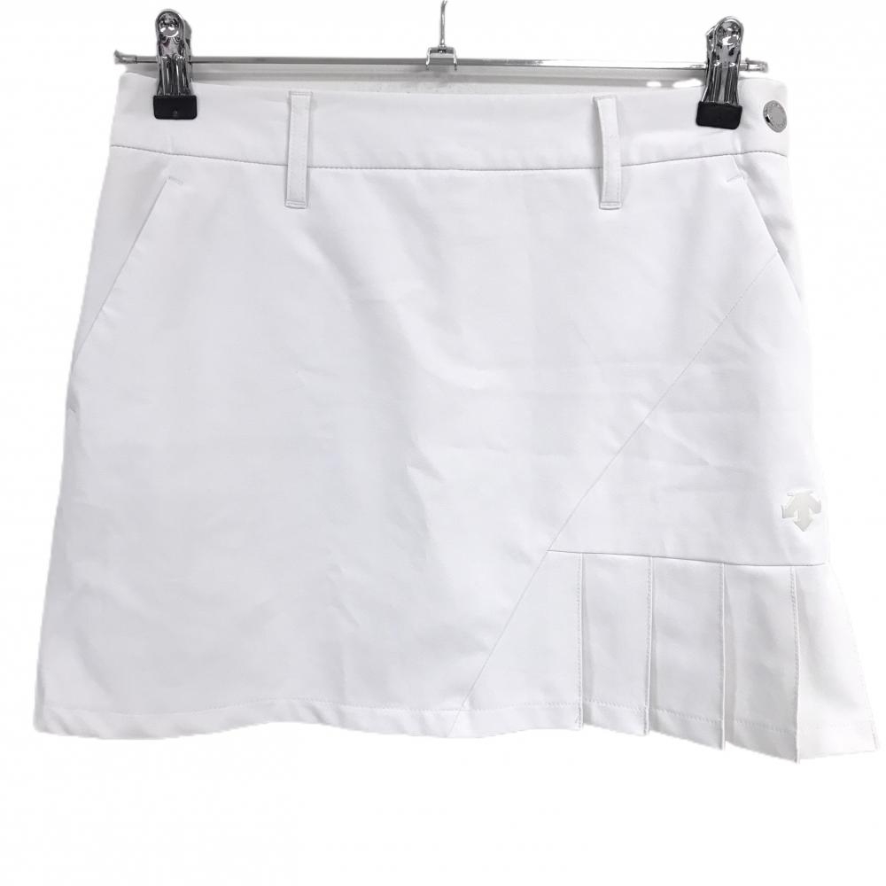 【美品】デサントゴルフ スカート 白 裾一部プリーツ 内側インナーパンツ 中田英寿　 レディース 61/S ゴルフウェア DESCENTE
