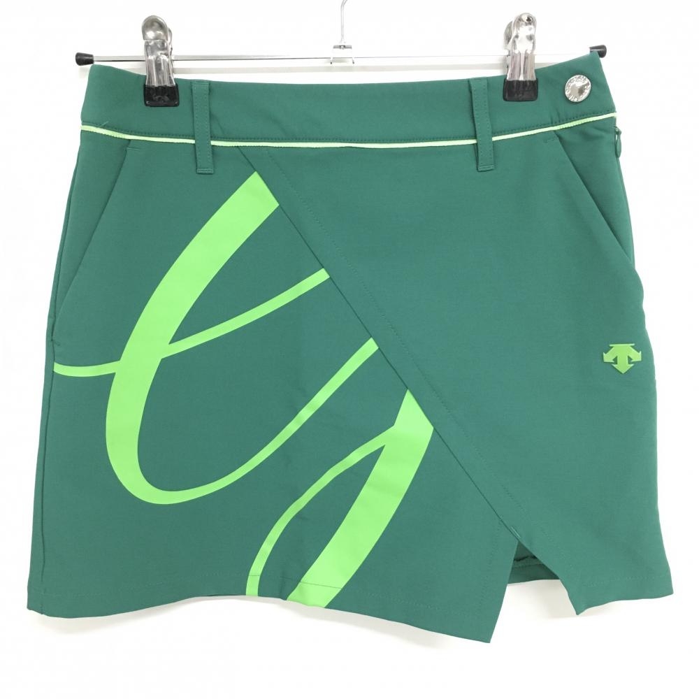 【超美品】デサントゴルフ スカート グリーン×ライトグリーン ストレッチ 中田英寿 レディース 61/S ゴルフウェア DESCENTE