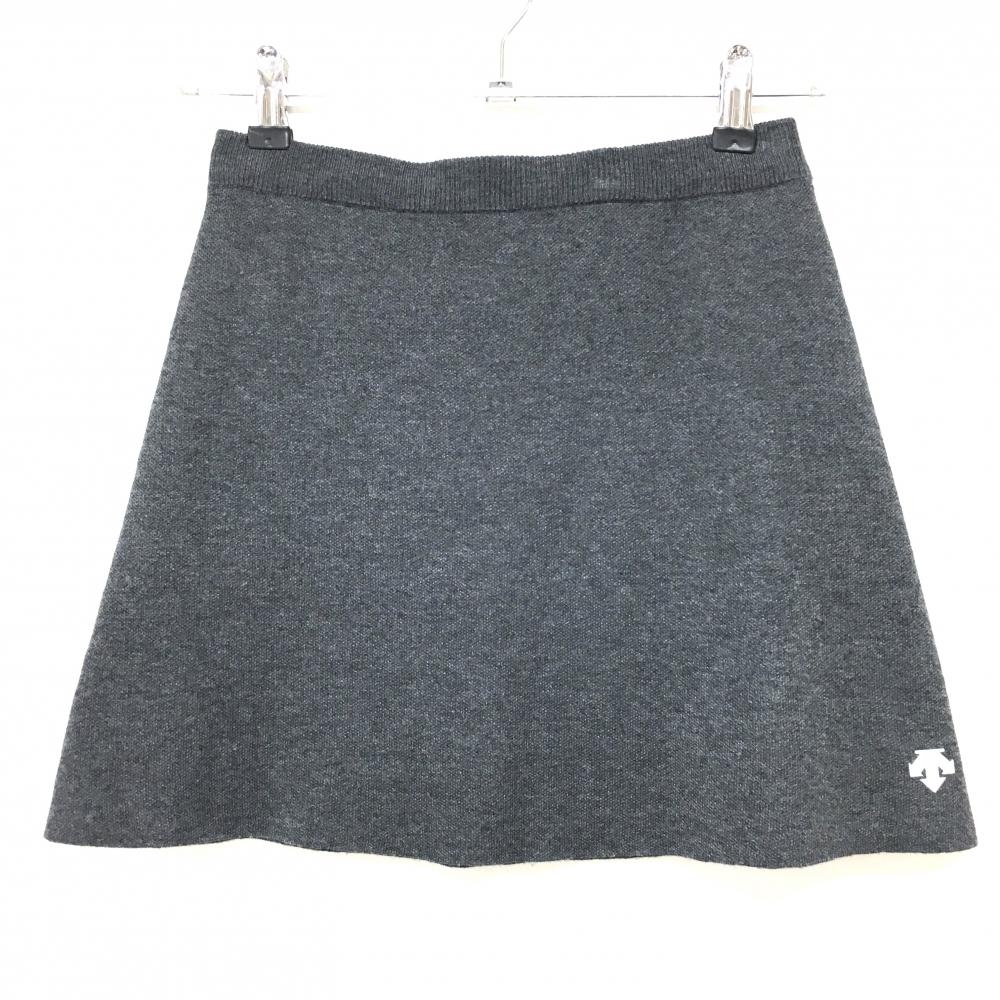 デサントゴルフ ニットスカート グレー ロゴ白 ウエスト調整紐 中田英寿 レディース S ゴルフウェア DESCENTE