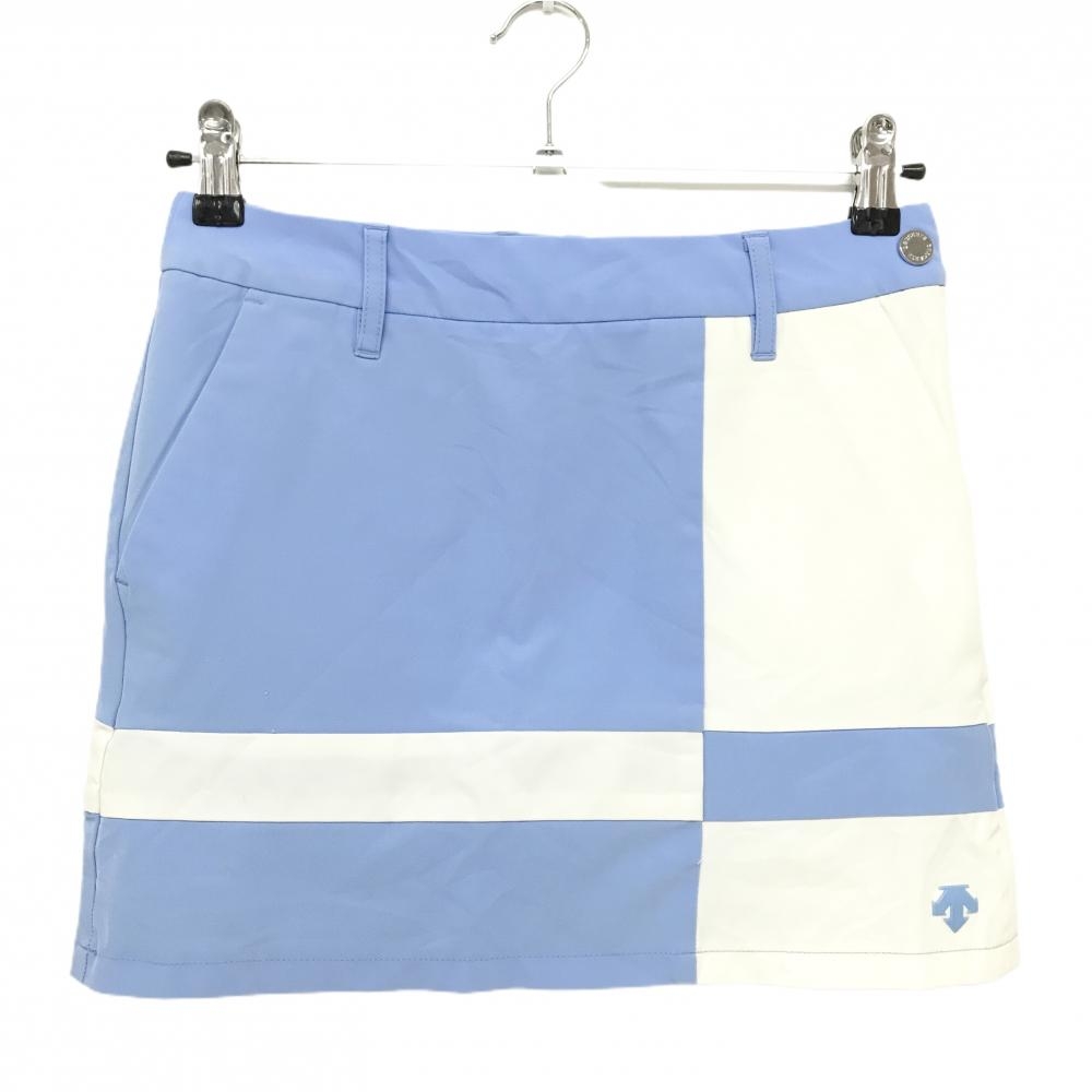 デサントゴルフ スカート ライトブルー×白 裾ロゴ 内側インナーパンツ 中田英寿 レディース 61/S ゴルフウェア DESCENTE
