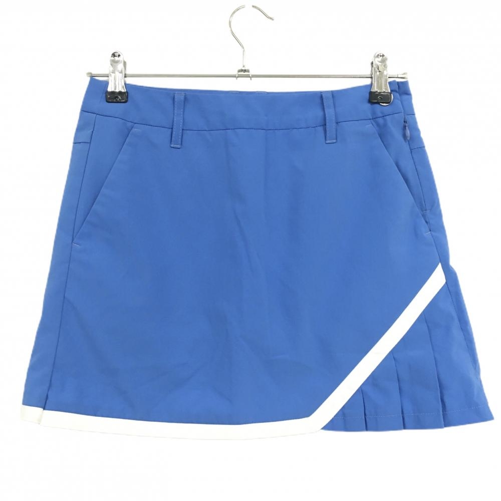 【美品】デサントゴルフ スカート ライトブルー×白 一部プリーツ バックロゴ 中田英寿 レディース 61/S ゴルフウェア DESCENTE