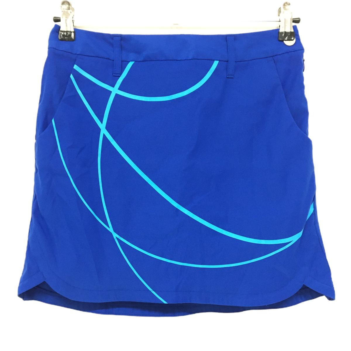 【超美品】デサントゴルフ スカート ブルー×ライトブルー バックロゴ 内側インナーパンツ レディース 61/S ゴルフウェア DESCENTE