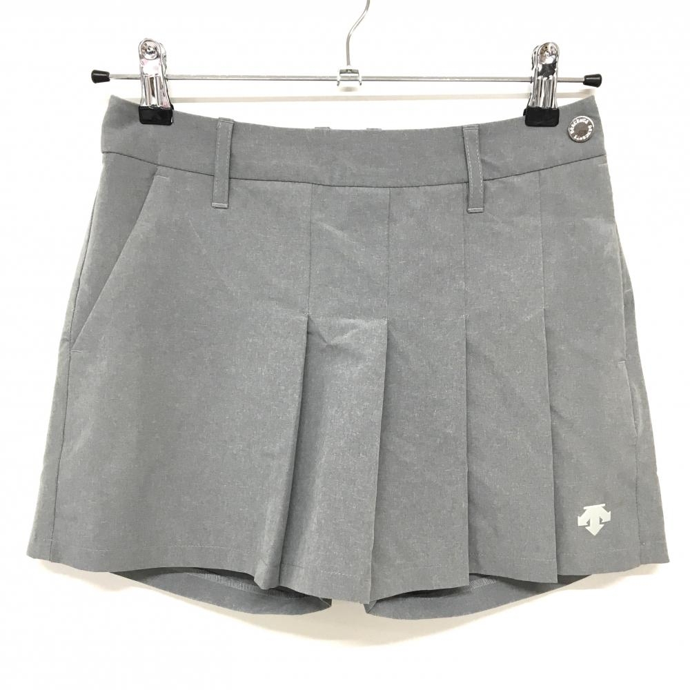 【美品】デサントゴルフ キュロットスカート グレー 裾ロゴ 中田英寿  レディース 58/SS ゴルフウェア DESCENTE