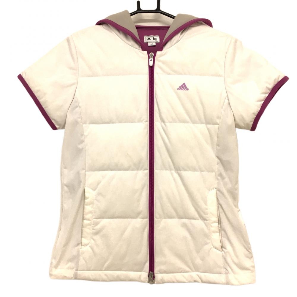 ナイキ 半袖ダウンジャケット 白×パープル  レディース L/G ゴルフウェア NIKE
