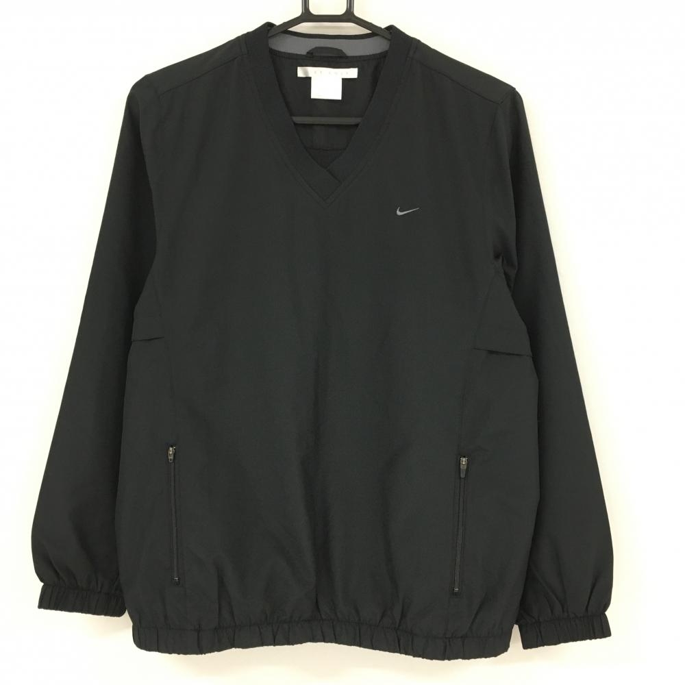 ナイキ スニードブルゾン 黒×グレー Vネック 裏メッシュ　ポケット レディース L ゴルフウェア NIKE