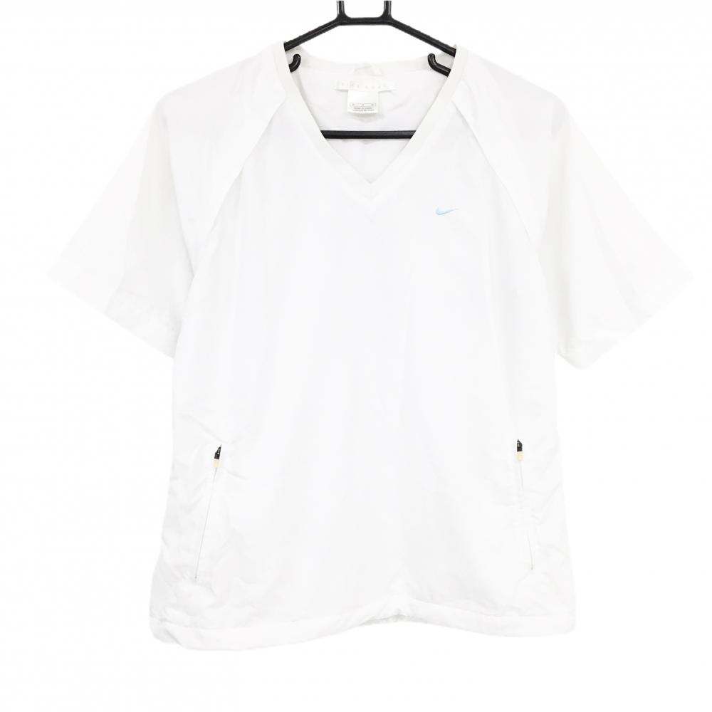 【美品】ナイキゴルフ 半袖スニード 白 裾ドローコード 裏地メッシュ レディース M ゴルフウェア NIKE