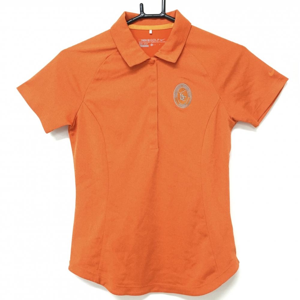 【超美品】ナイキ 半袖ポロシャツ オレンジ×グレー スナップボタン DRI-FIT レディース S ゴルフウェア NIKE