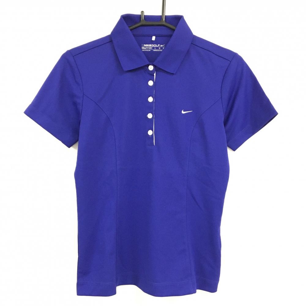 【超美品】ナイキゴルフ 半袖ポロシャツ ブルーネイビー ロゴ刺しゅう FITDRY レディース LGG ゴルフウェア NIKE