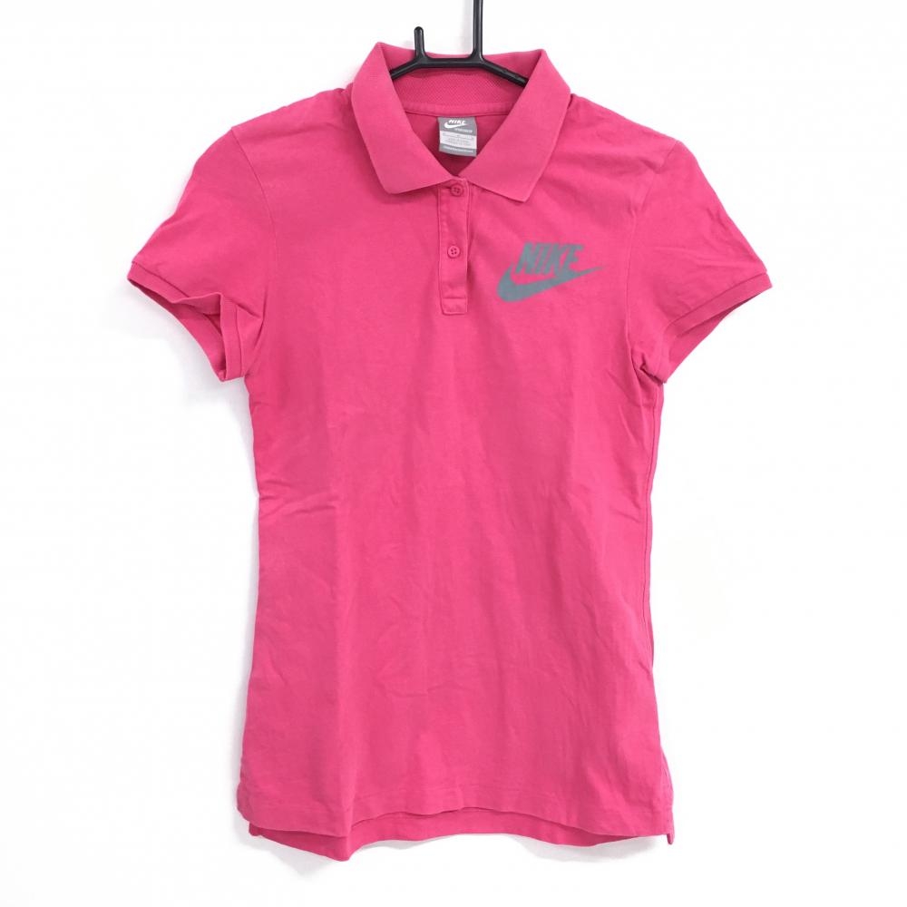 ナイキ 半袖ポロシャツ レッドピンク コットン100％ レディース M ゴルフウェア NIKE