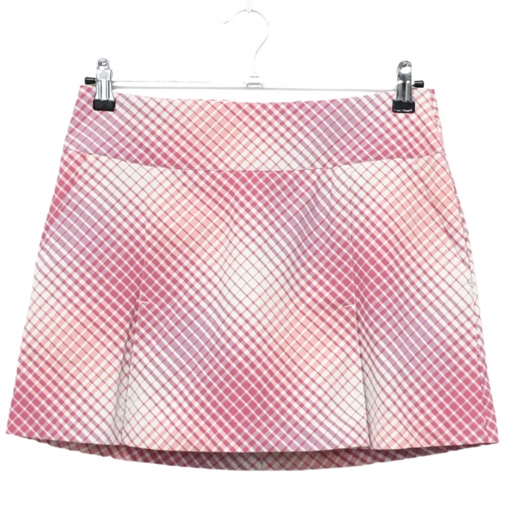 【超美品】ナイキゴルフ スカート ベージュ×ピンク チェック ストレッチ 内側インナーパンツ  レディース 2 ゴルフウェア NIKE