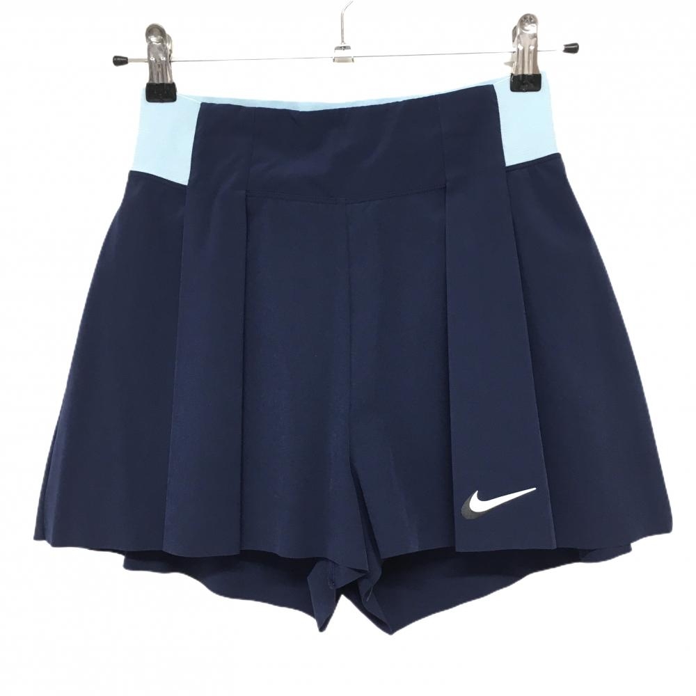 【超美品】ナイキ キュロットスカート ネイビー×ライトブルー ストレッチ DRY-FIT レディース S ゴルフウェア NIKE