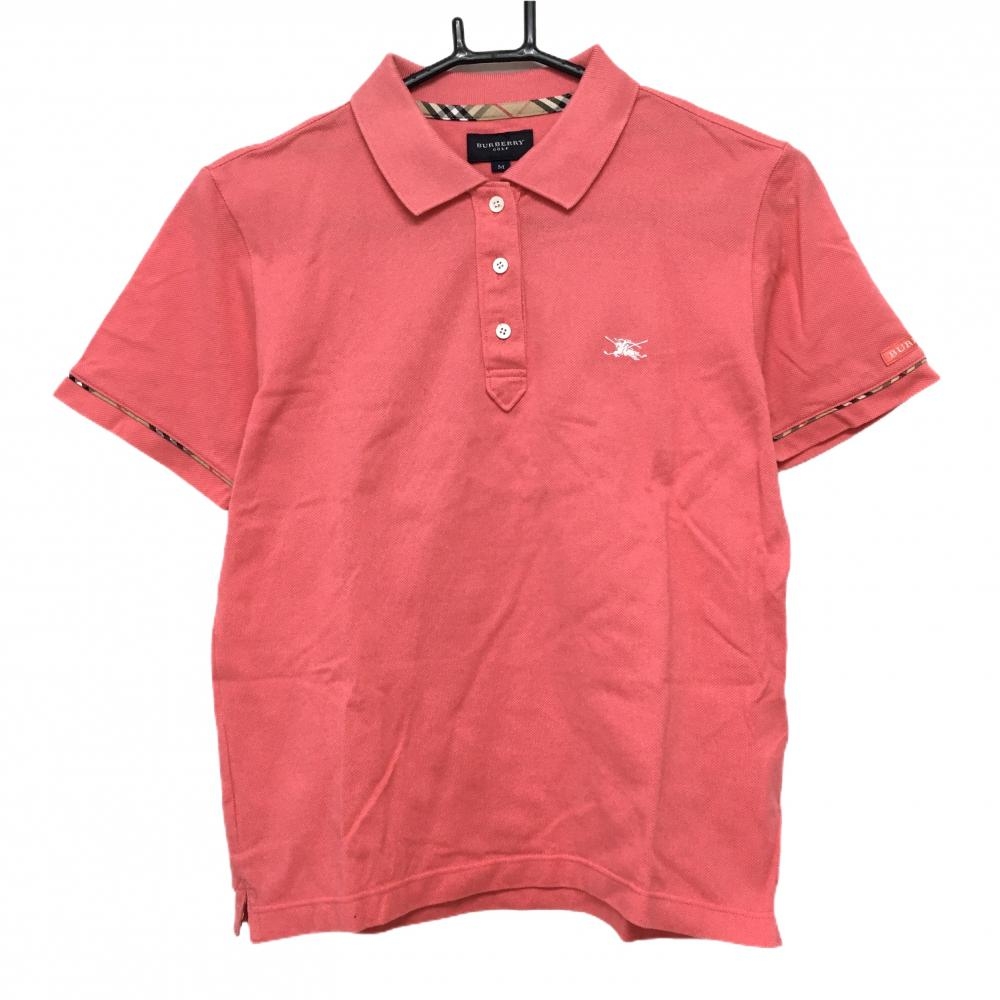 バーバリーゴルフ 半袖ポロシャツ ピンク ロゴ レディース M ゴルフウェア BURBERRY GOLF