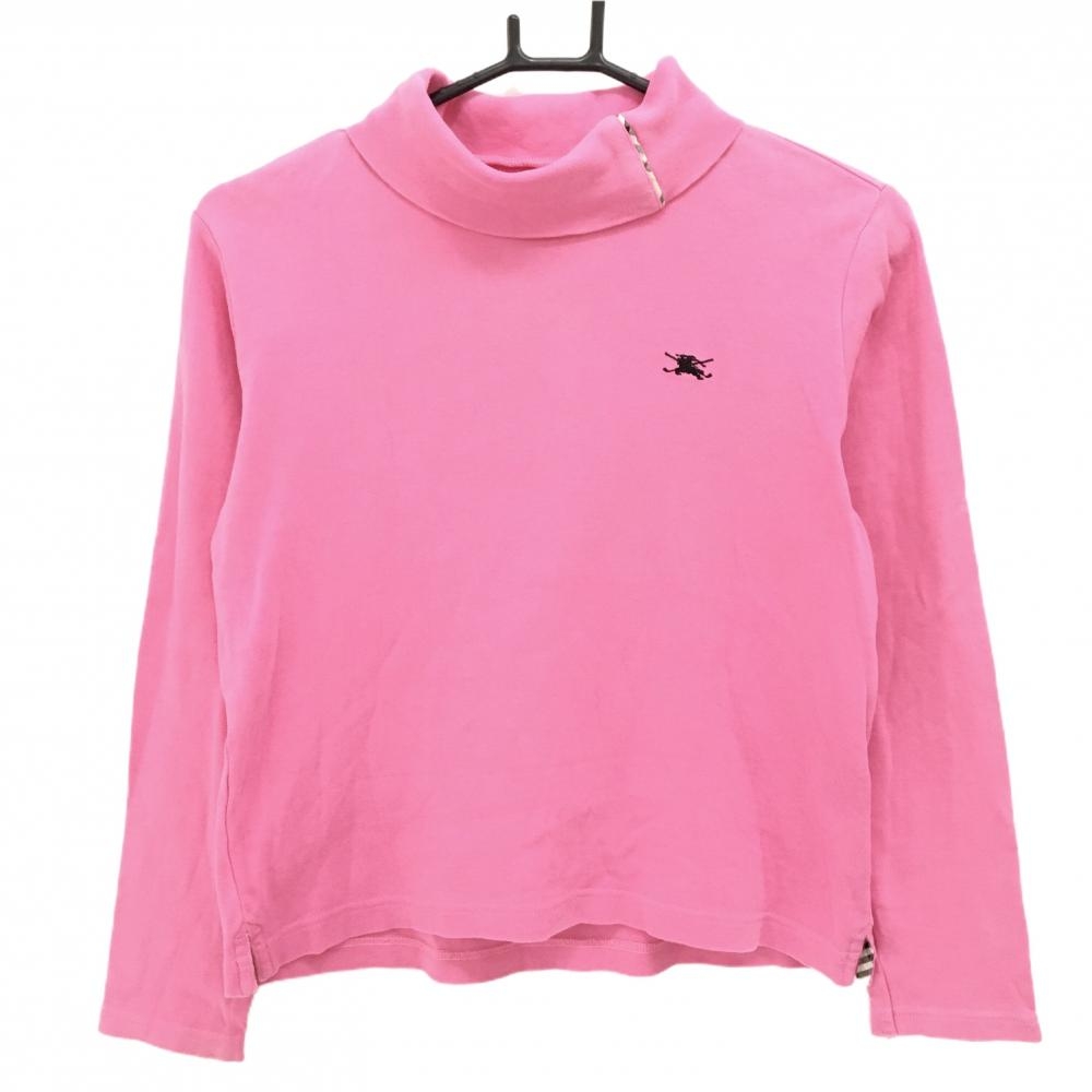 バーバリーゴルフ 長袖タートルネックシャツ ピンク コットン100%  レディース M ゴルフウェア BURBERRY GOLF