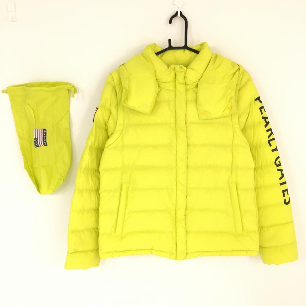 【超美品】パーリーゲイツ 4WAYダウンジャケット イエロー ダウン72％ 軽量 内側ポケット有 レディース 1(M) ゴルフウェア PEARLY GATES
