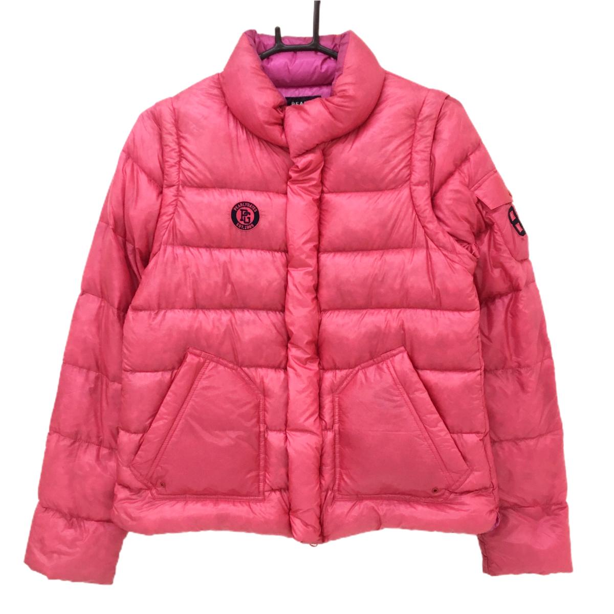 パーリーゲイツ 2WAYナイロンダウンジャケット ピンク 軽量 袖着脱可 収納袋付 レディース 1(M) ゴルフウェア PEARLY GATES