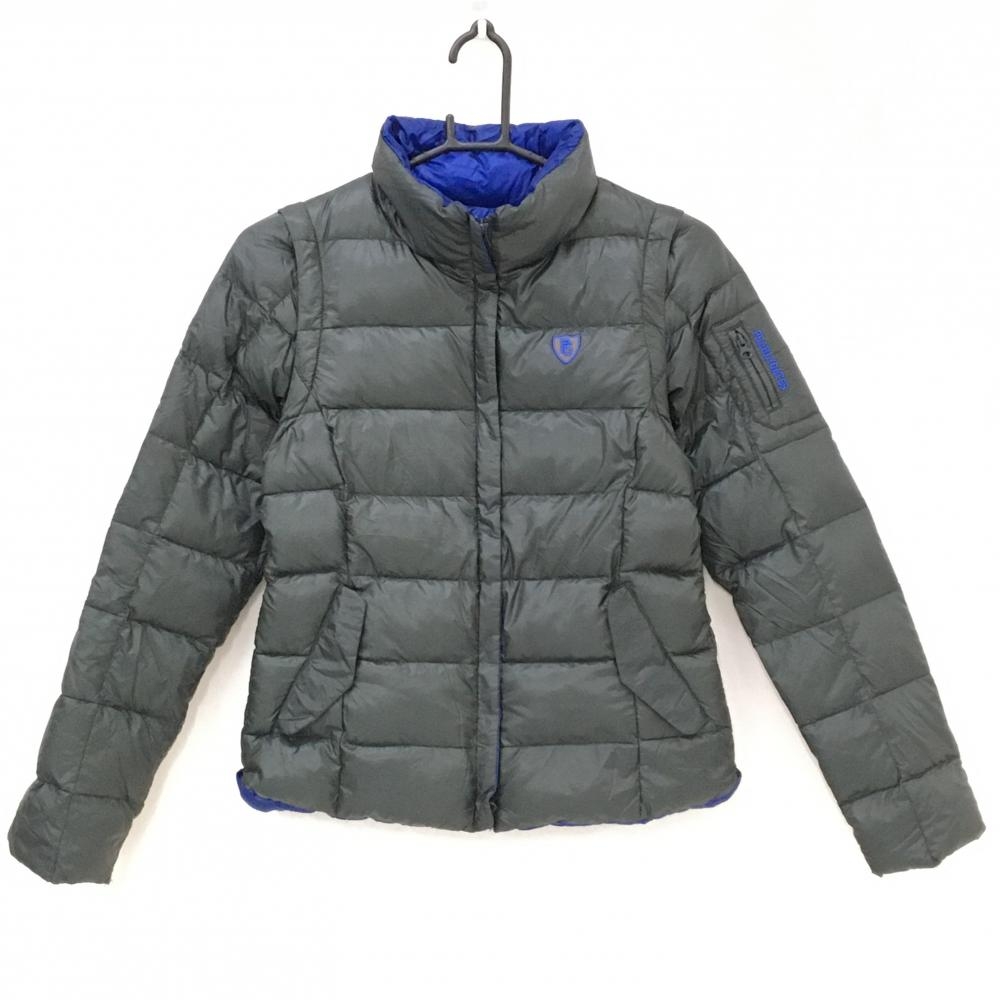 【超美品】パーリーゲイツ 2WAYナイロンダウンジャケット ダークグリーン系×ブルー 軽量 レディース 0(S) ゴルフウェア PEARLY GATES