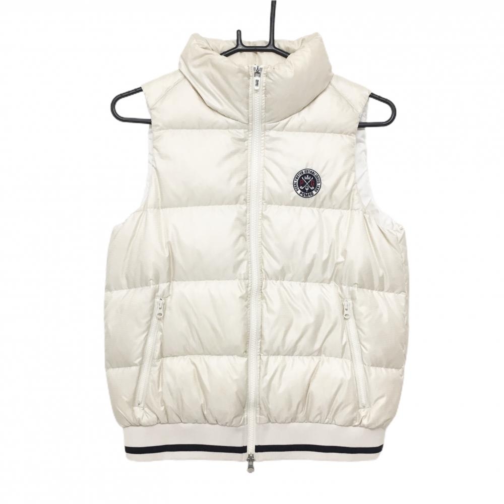 パーリーゲイツ ダウンベスト ベージュ系 千鳥格子地模様 胸ロゴ レディース 0(S) ゴルフウェア PEARLY GATES