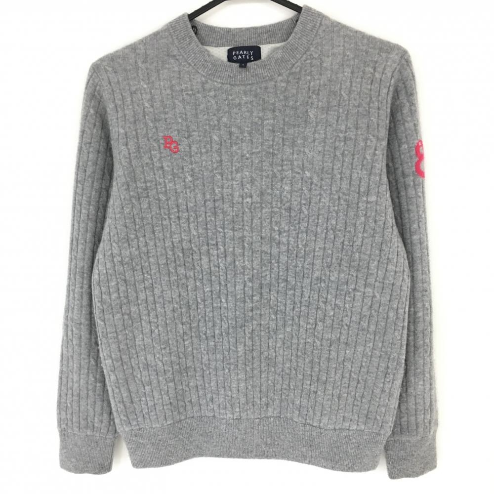 パーリーゲイツ 裏地付きセーター グレー×ピンク カシミヤ100％ レディース 1(M) ゴルフウェア 2021年モデル PEARLY GATES