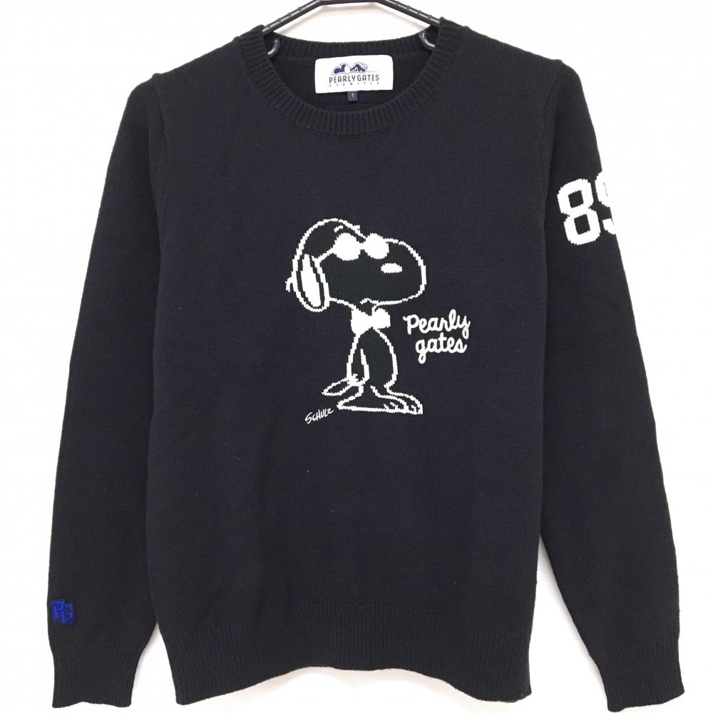 【美品】パーリーゲイツ×PEANUTS セーター ネイビー×白 スヌーピー ニット  レディース 1(M) ゴルフウェア PEARLY GATES