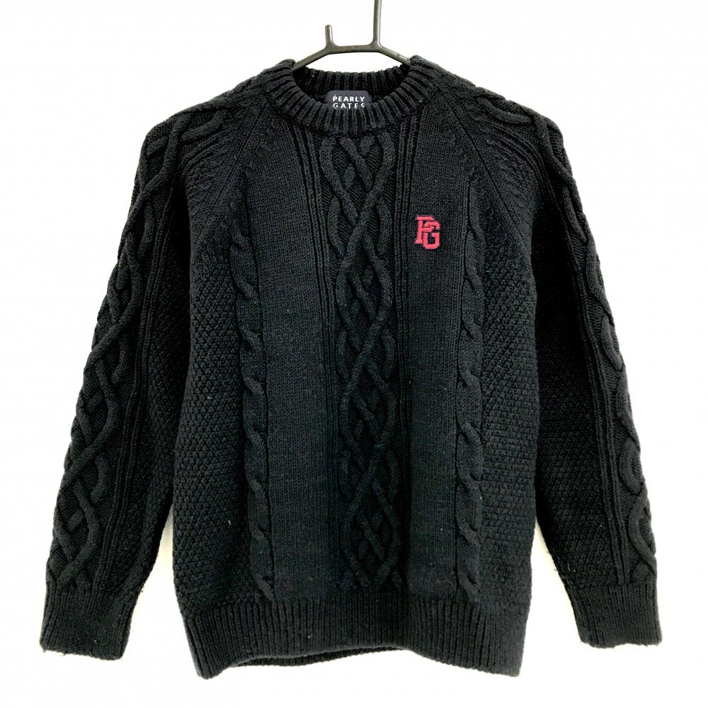 パーリーゲイツ セーター ネイビー ケーブル編み ニット  レディース 1(M) ゴルフウェア PEARLY GATES