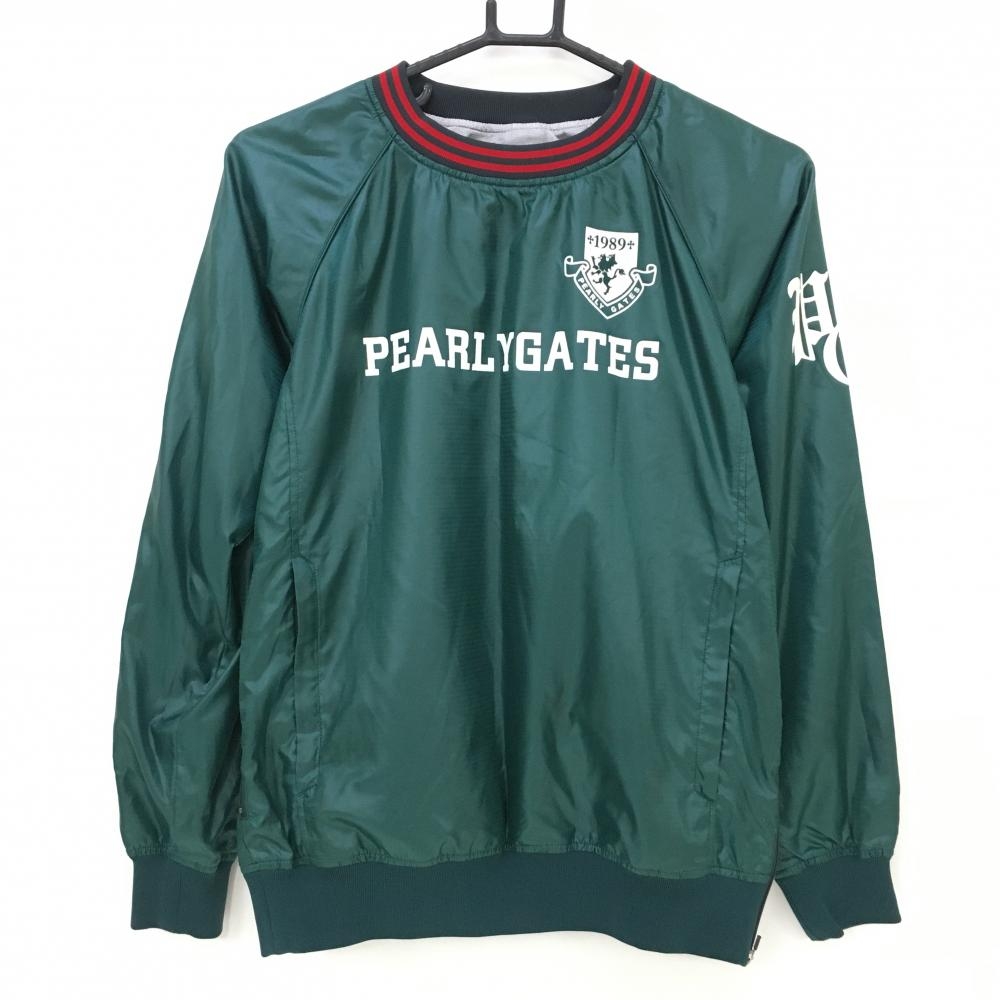【超美品】パーリーゲイツ スニード ダークグリーン×白 蓄熱裏地 サイドジップ ブルゾン レディース 0(S) ゴルフウェア PEARLY GATES