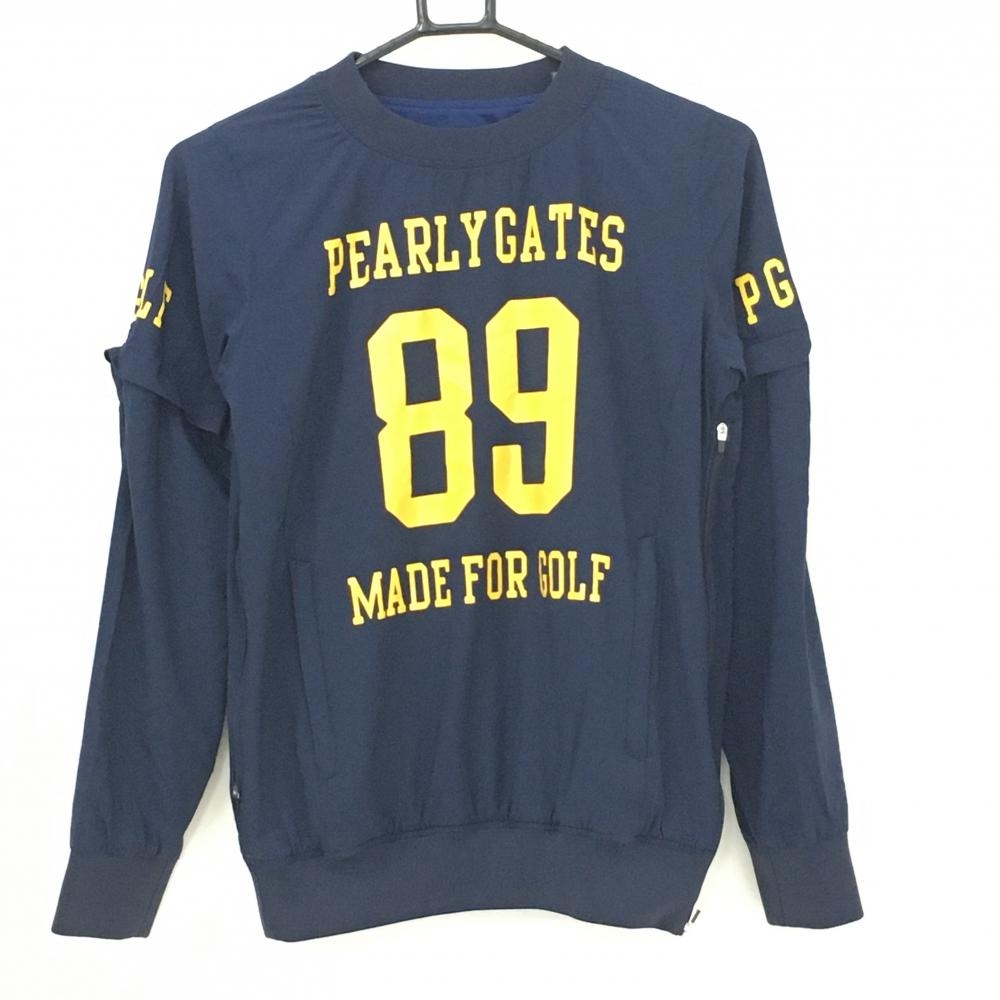 【美品】パーリーゲイツ 2WAYスニード ネイビー×イエロー メッシュ裏地 袖着脱可 レディース 0(S) ゴルフウェア PEARLY GATES