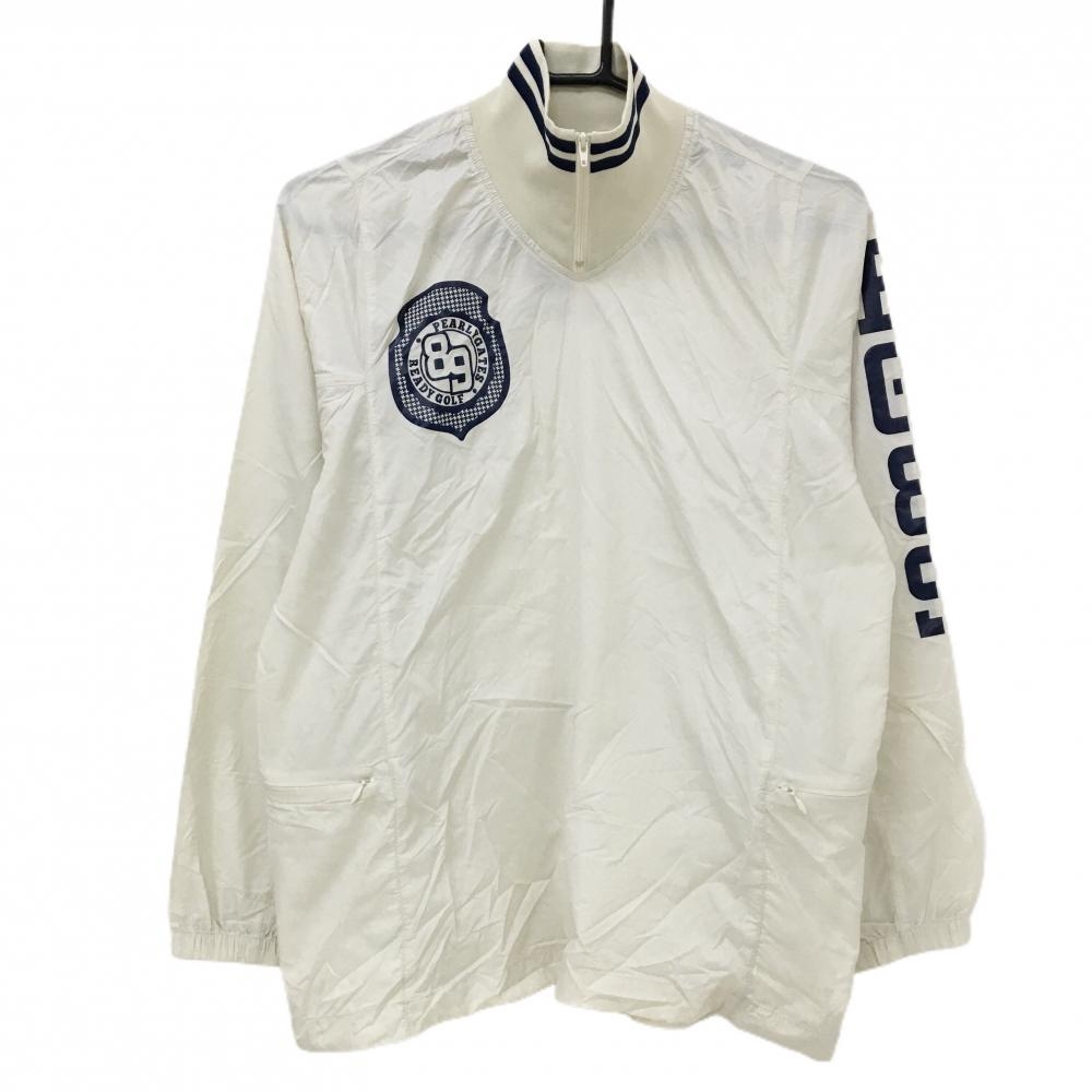 【美品】パーリーゲイツ インナースニード ライトベージュ×ネイビー ネックジップ  レディース 1(M) ゴルフウェア PEARLY GATES