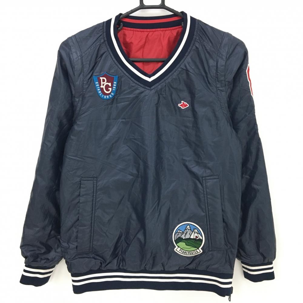 パーリーゲイツ 中綿リバーシブルスニード ネイビー 裏レッド 袖着脱可 ブルゾン レディース 1(M) ゴルフウェア PEARLY GATES