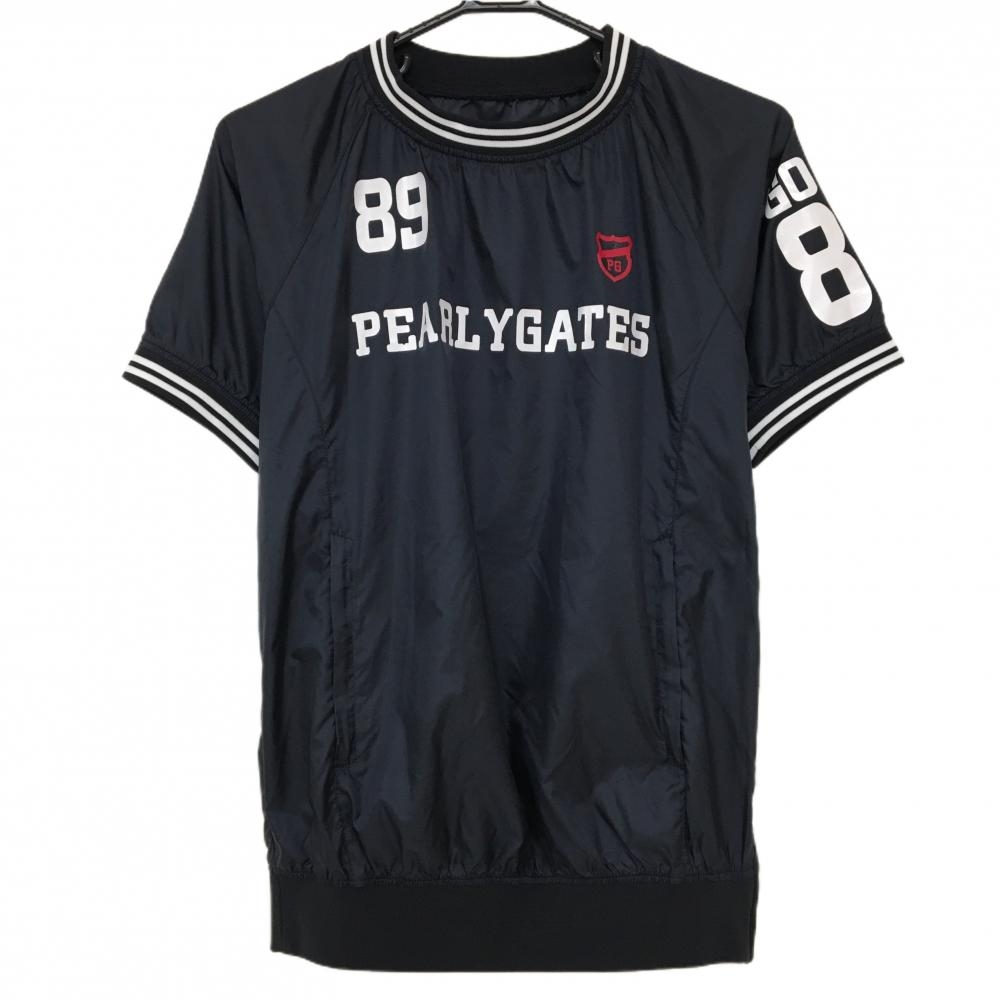 パーリーゲイツ 半袖スニード ネイビー×白 フロントロゴ ブルゾン レディース 1(M) ゴルフウェア PEARLY GATES