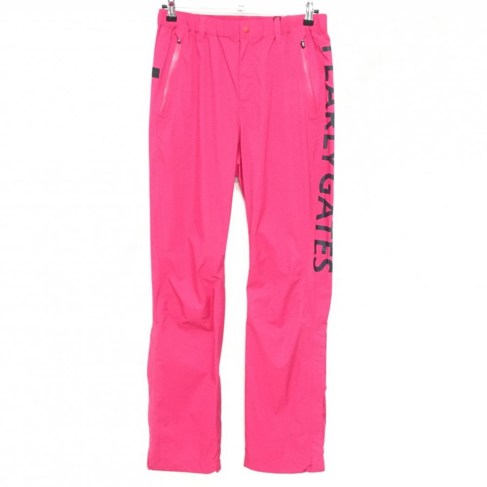 【新品】パーリーゲイツ レインパンツ ピンク×ネイビー 地模様 サイドロゴプリント  レディース 0(S) ゴルフウェア PEARLY GATES