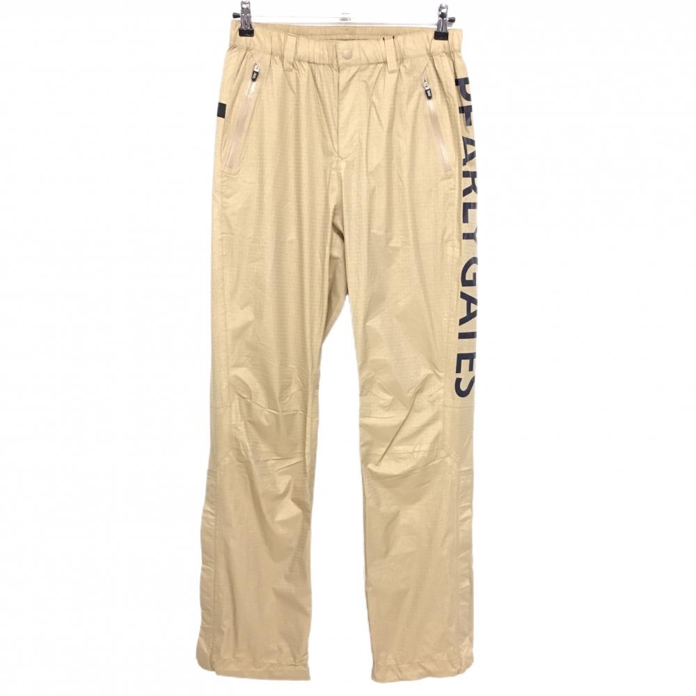 【新品】パーリーゲイツ レインパンツ ベージュ×ネイビー 地模様 サイドロゴプリント  レディース 1(M) ゴルフウェア PEARLY GATES