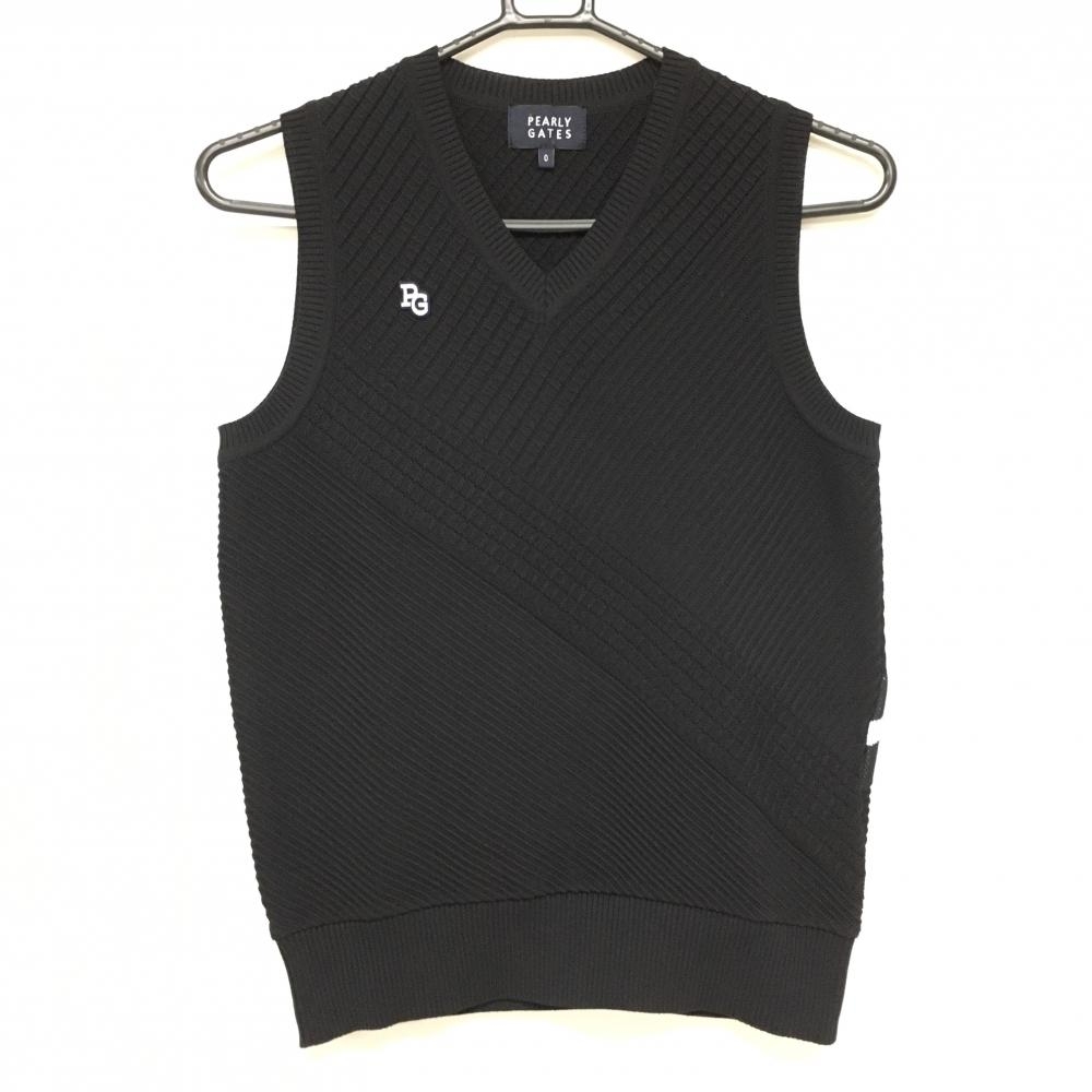 【超美品】パーリーゲイツ ニットベスト ネイビー バックロゴ コットン混 レディース 0(S) ゴルフウェア 2024年モデル PEARLY GATES