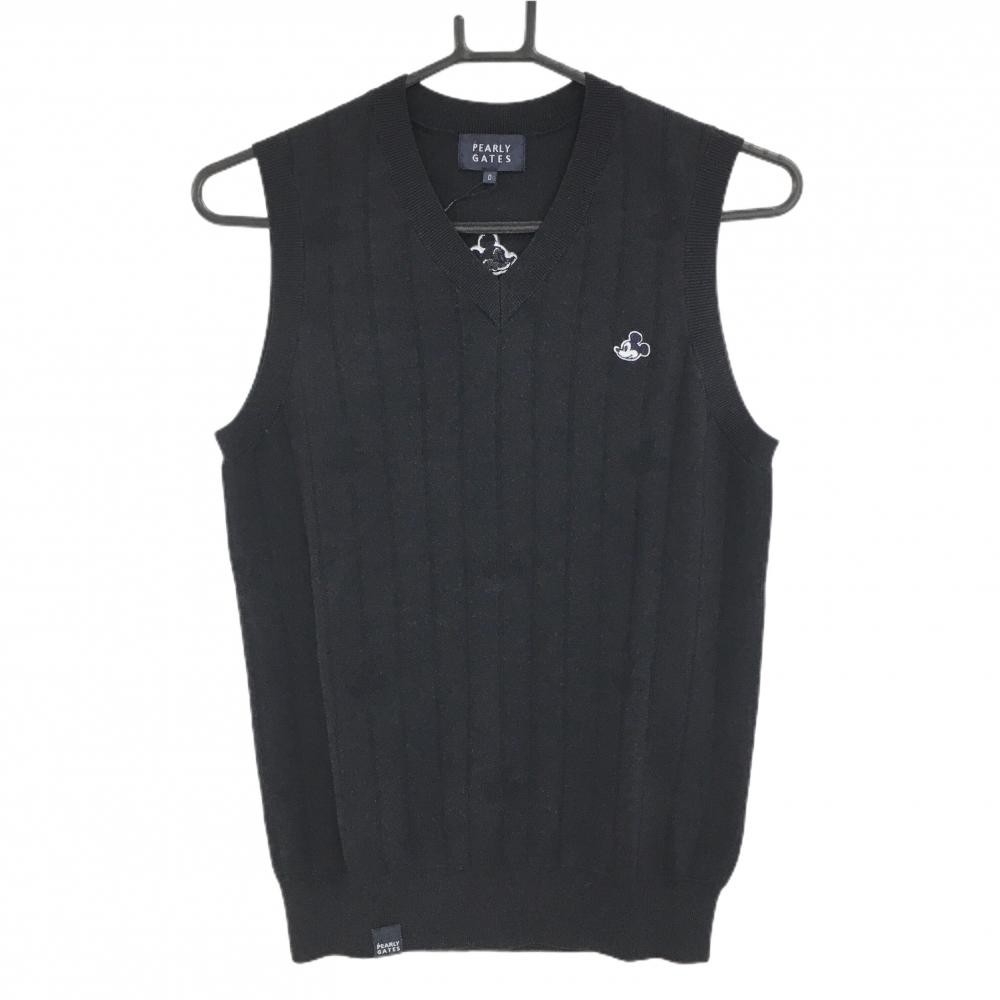 【新品】パーリーゲイツ×Disney ニットベスト ダークネイビー×白 ミッキー刺しゅう  レディース 0(S) ゴルフウェア PEARLY GATES
