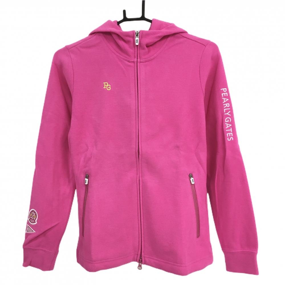 【新品】パーリーゲイツ ジップパーカー ピンク ロゴ刺しゅう 表微起毛 レディース 0(S) ゴルフウェア PEARLY GATES