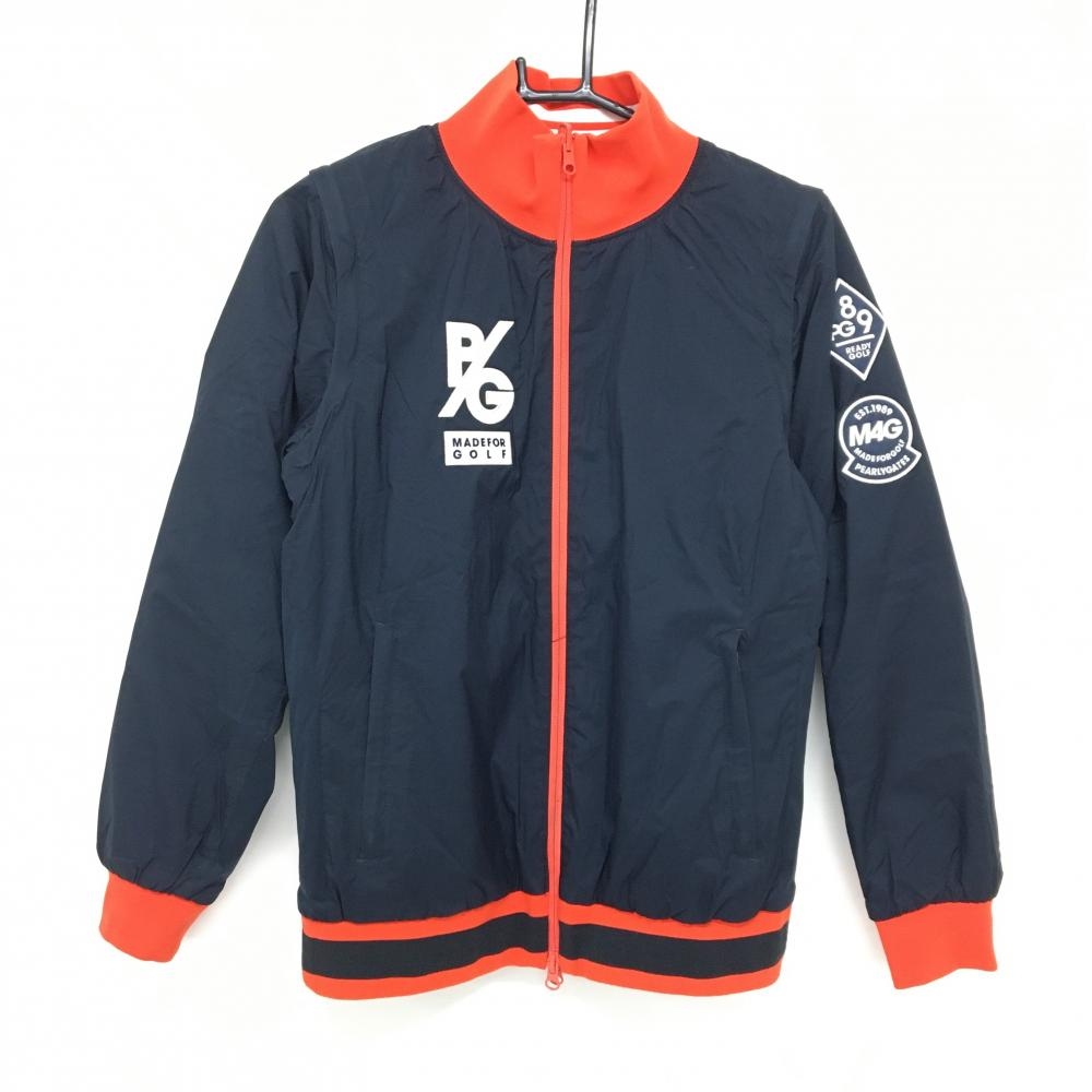 パーリーゲイツ 4WAY中綿リバーシブルジャケット ネイビー 裏オレンジ 袖着脱可 PERTEX レディース 0(S) ゴルフウェア PEARLY GATES