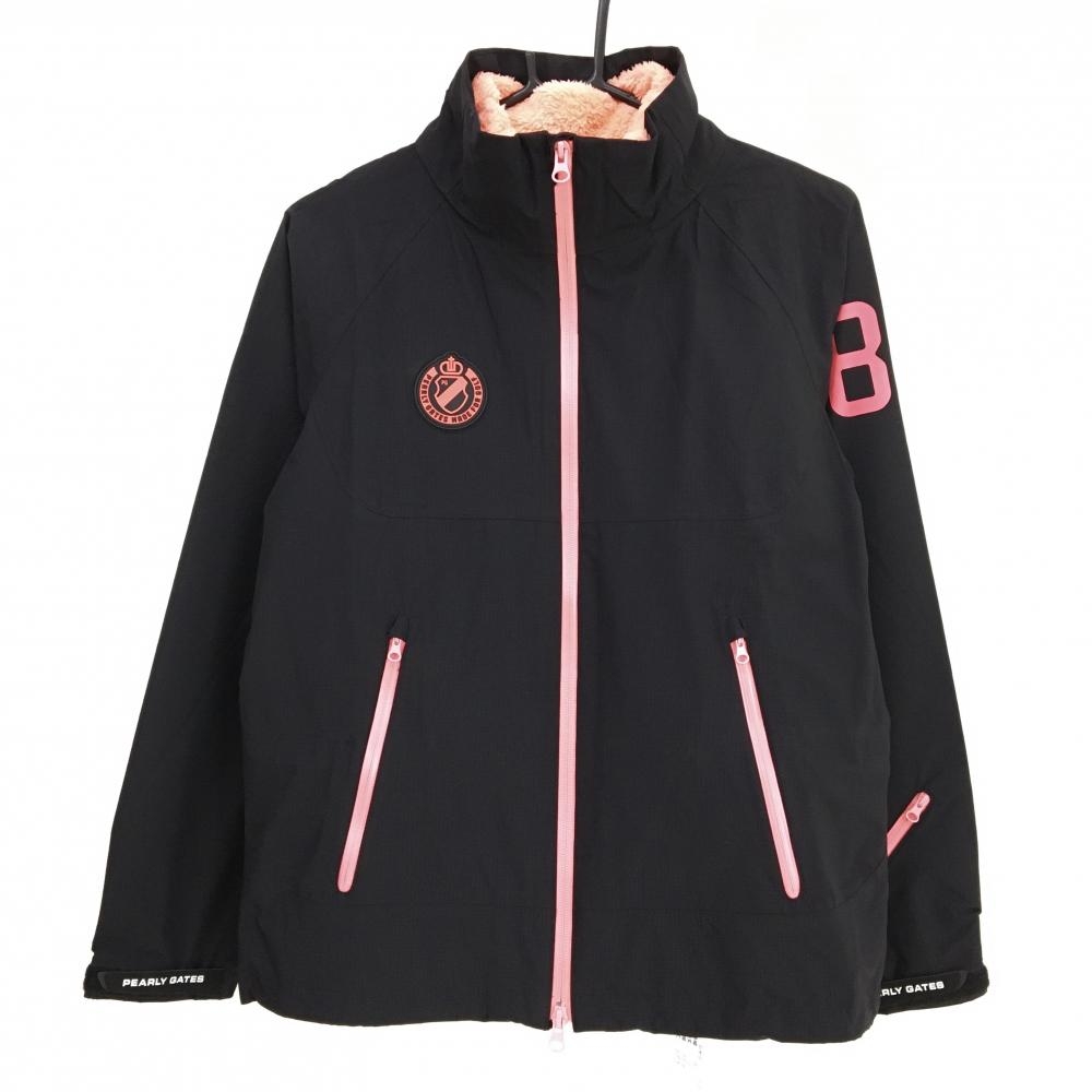 パーリーゲイツ ボアライナー付ジャケット 黒×ライトピンク インナーベスト ナイロン レディース 0(S) ゴルフウェア PEARLY GATES