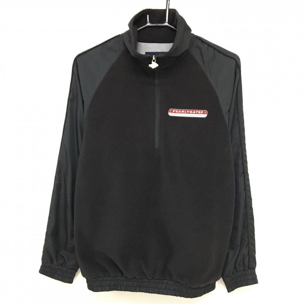 パーリーゲイツ 切替ブルゾン 黒 身頃起毛素材 ハーフジップ  レディース 1(M) ゴルフウェア PEARLY GATES